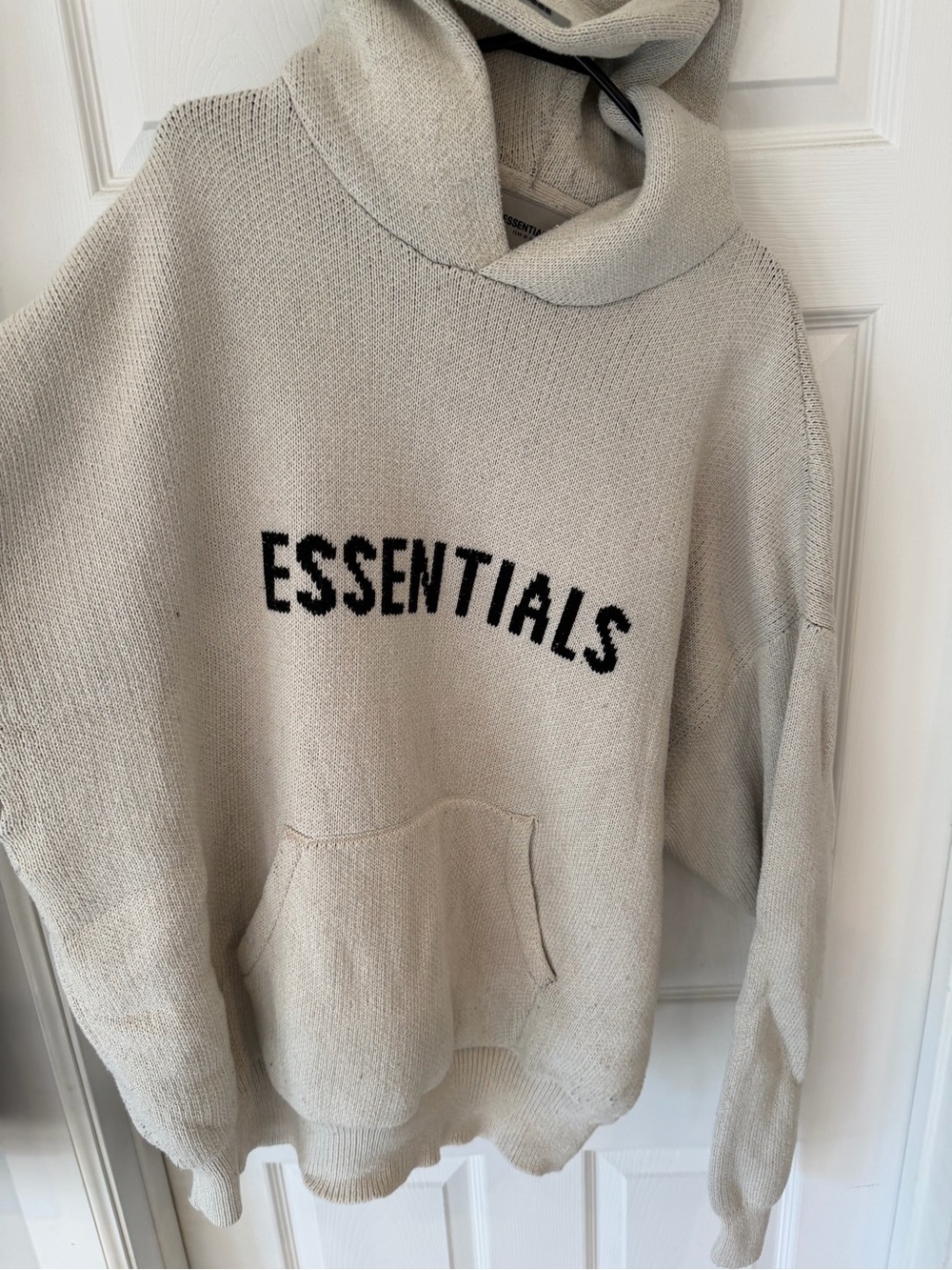 Fear Of God ESSENTIALS Men's Knit Cream Hoodie Sweater Sz XL